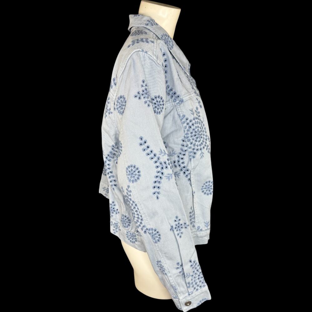 Destination 365 Eyelet Denim Jacket with Pockets Light Wash Blue X-Large NWOT - Picture 9 of 13